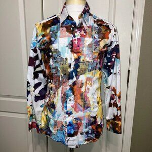 Robert Graham Shirt GERARD Splatter WATERCOLOR Embroidered PAINT - Sz M